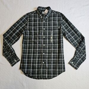 Timberland Men's Regular Fit Green Plaid Button Down Shirt